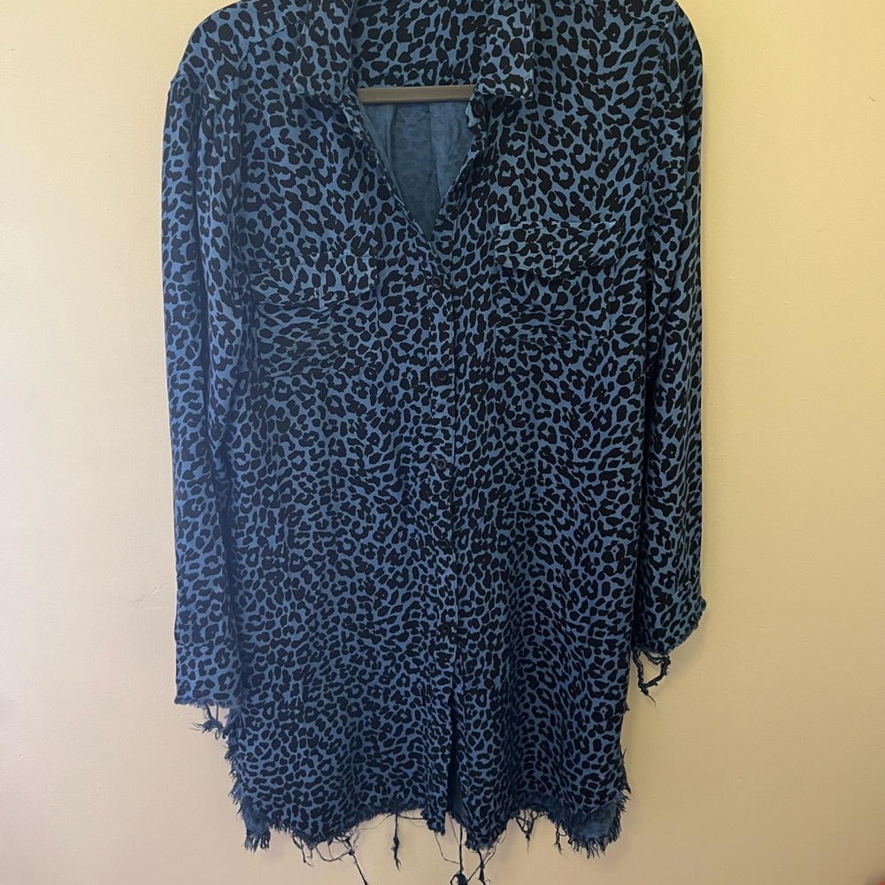 Blue and Black Animal Print Dress
